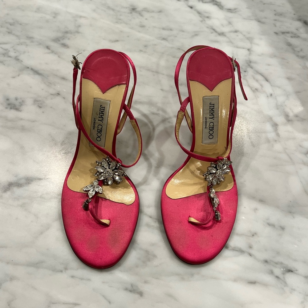 Jimmy choo pink Swarovski crystal sandals